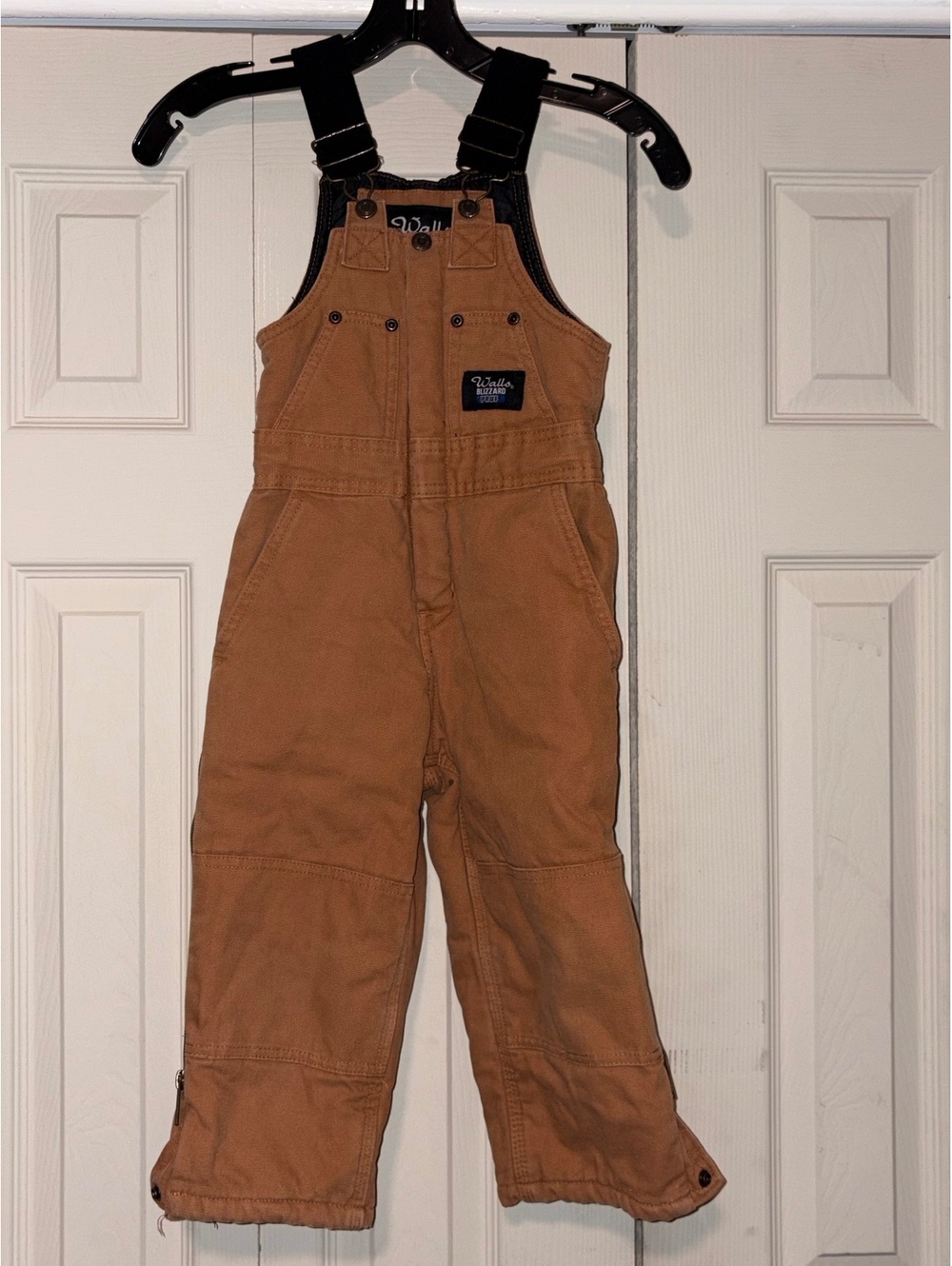 Walls Blizzard-Pruf Kids Insulated Bib Overalls Brown Canvas Youth XS 4/5